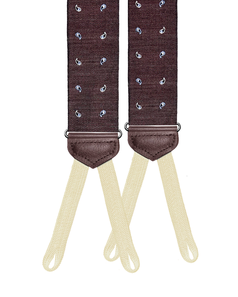 Limited Edition<br>Wadhams Paisley Spot Silk Suspenders - Maroon - KK & Jay Supply Co.