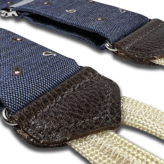 Limited Edition<br>Wadhams Paisley Spot Silk Suspenders - Navy - KK & Jay Supply Co.