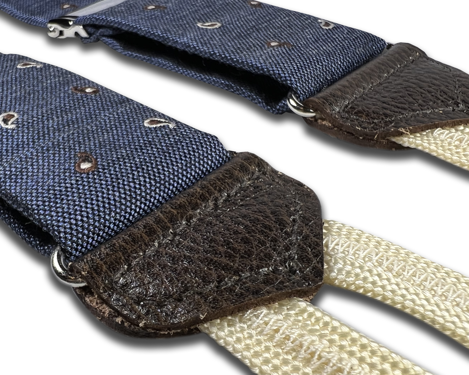 Limited Edition<br>Wadhams Paisley Spot Silk Suspenders - Navy - KK & Jay Supply Co.