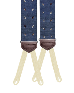 Limited Edition<br>Wadhams Paisley Spot Silk Suspenders - Navy - KK & Jay Supply Co.