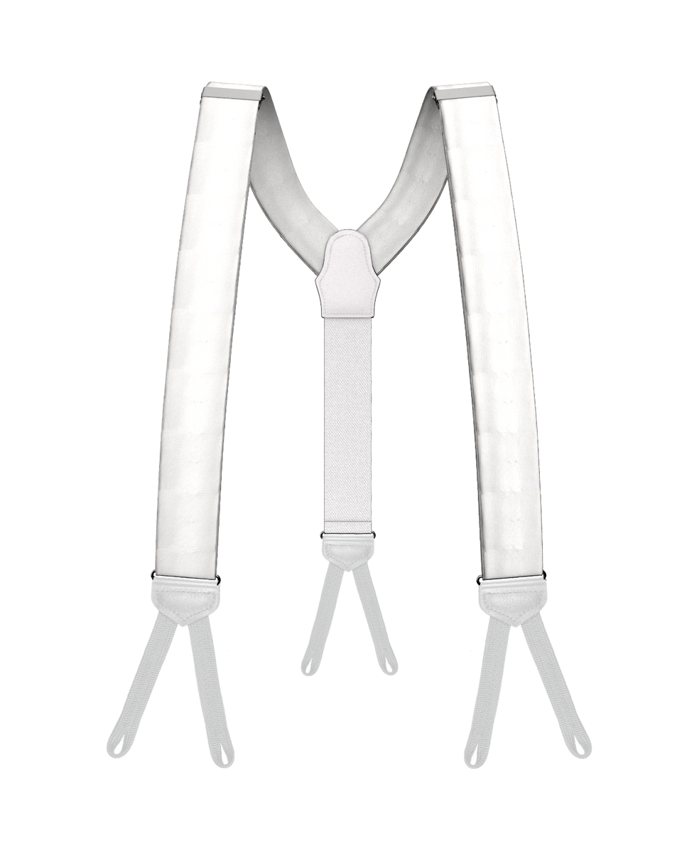 KK & Jay Supply Co. | White Silk Braided End Suspenders