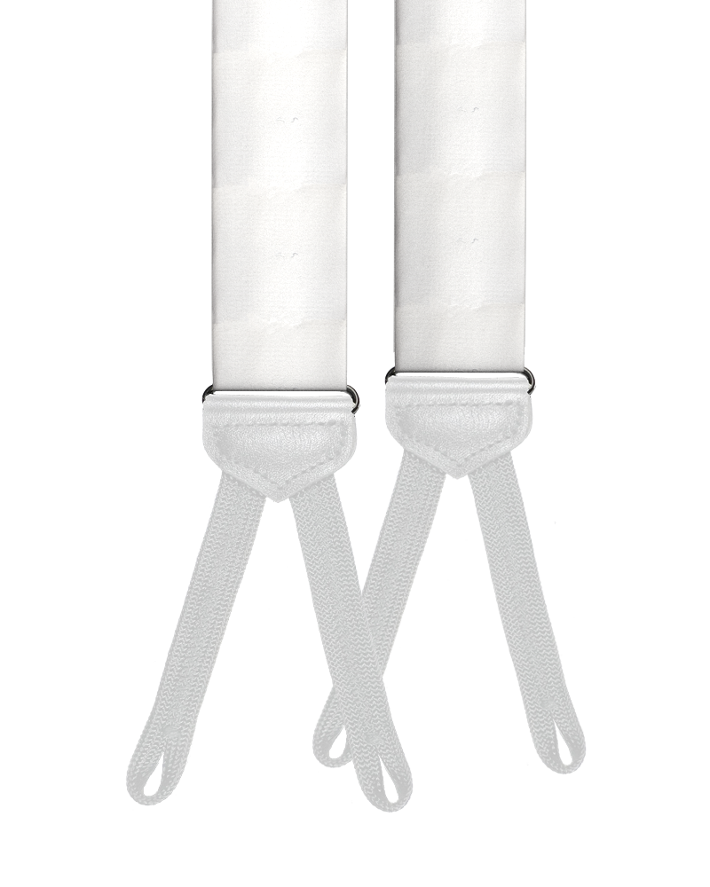 White Silk White Braided End Suspenders - KK & Jay Supply Co.